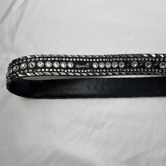 Kippy's Vintage Custom 1.5" Bezel Swarovski Crystals Leather Belt Silver Size 32 - Picture 7 of 10